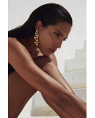 RED SILKY FAN EARRINGS