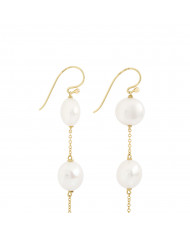 Pearl Chain Long Earrings