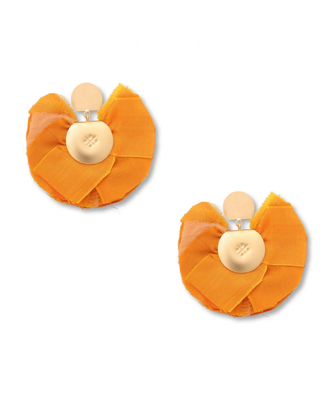 ORANGE SILKY FAN EARRINGS