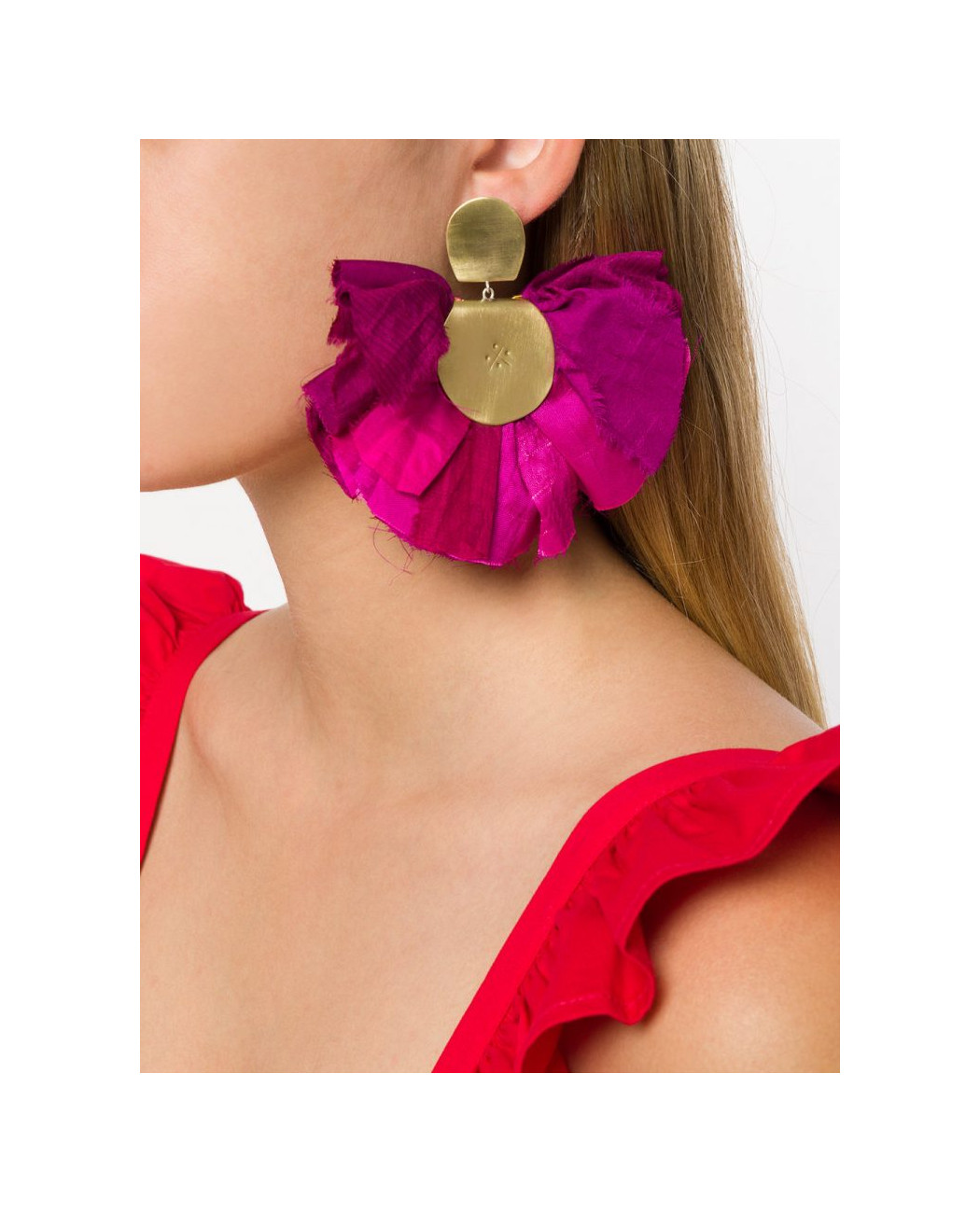 FUSCHIA SILKY FAN EARRINGS FUSCHIA SILKY FAN EARRINGS