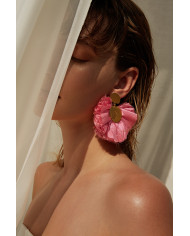 BABY PINK SILKY FAN EARRINGS