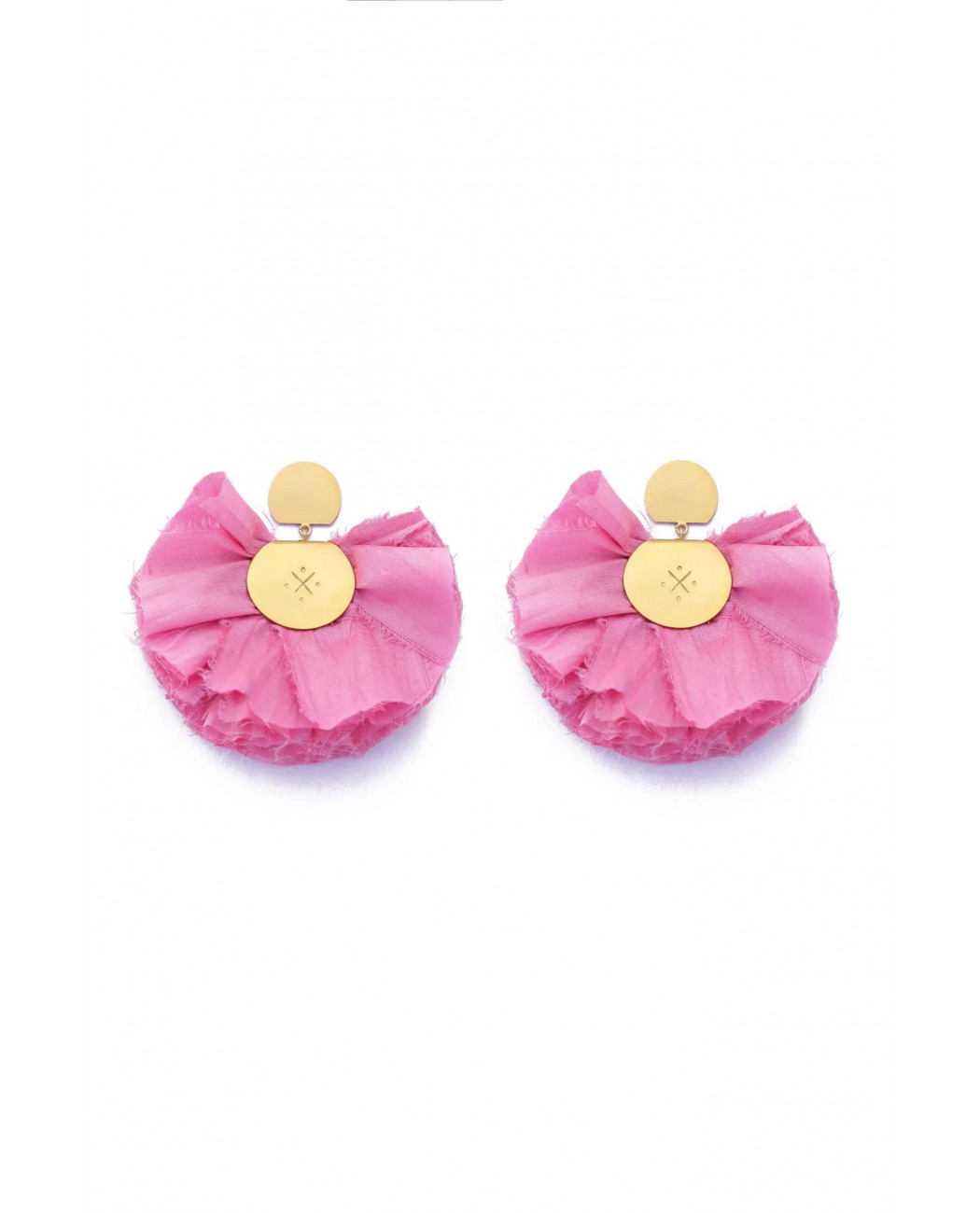 BABY PINK SILKY FAN EARRINGS