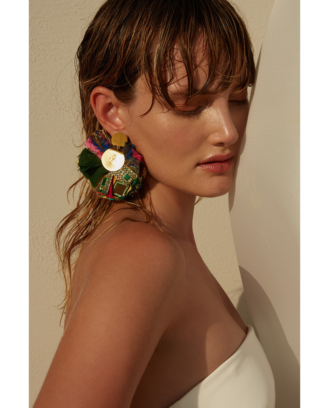MULTICOLOR SILKY FAN EARRINGS