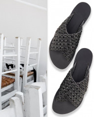 GREEK SALAD SANDALS KALAMOS BLACK