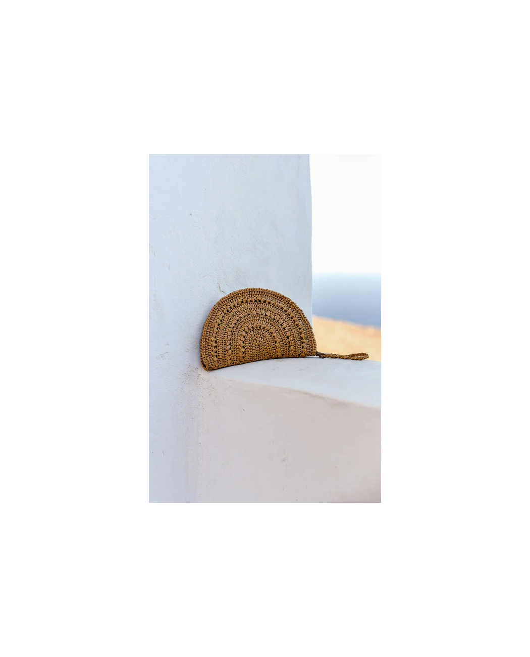 Raffia Moon Clutch in Tan Raffia Moon Clutch in Tan