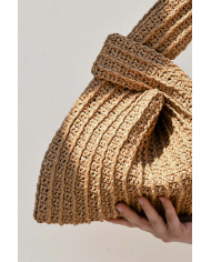Raffia Knot Bag in Tan