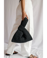 Raffia Knot Bag in Black