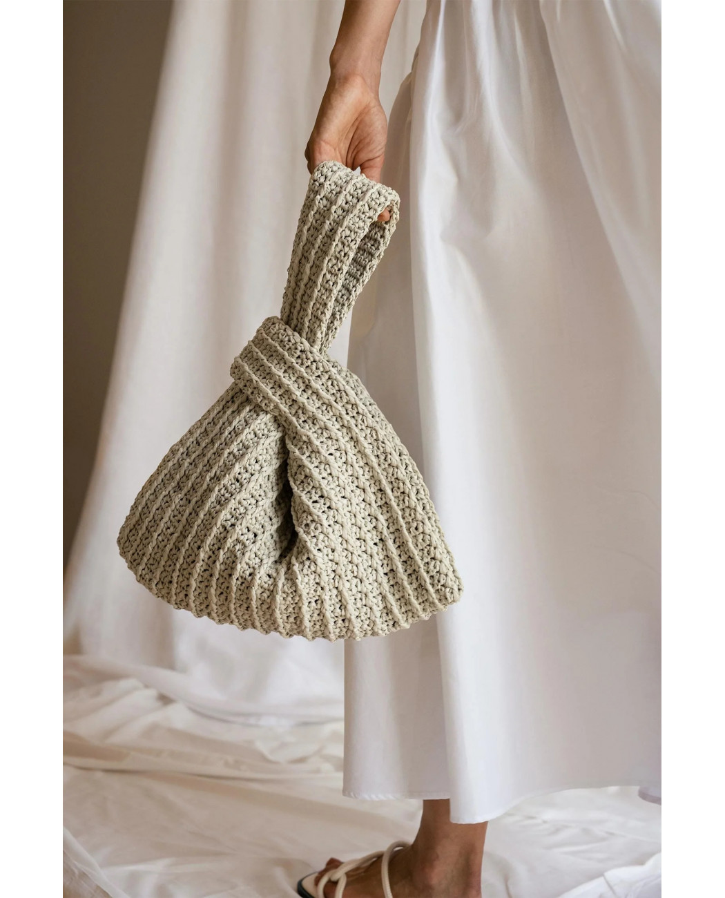 Raffia Knot Bag in Pearl Raffia Knot Bag in Pearl