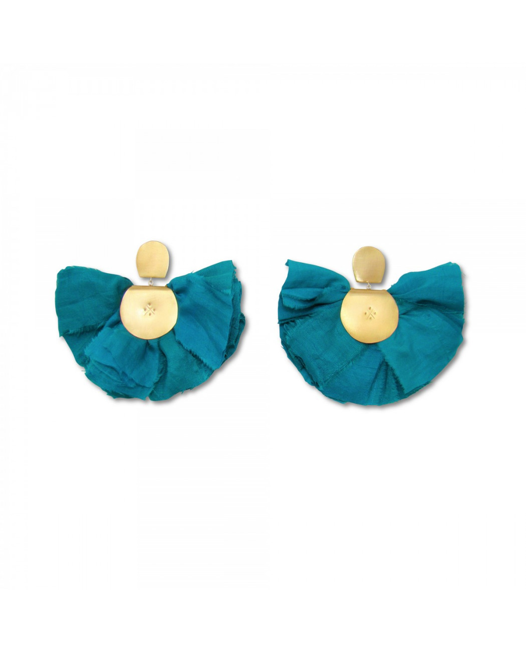 Small Silky Fan Earrings/ Turquoise