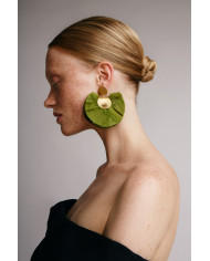 Mini silky fan earrings/ Olive Green