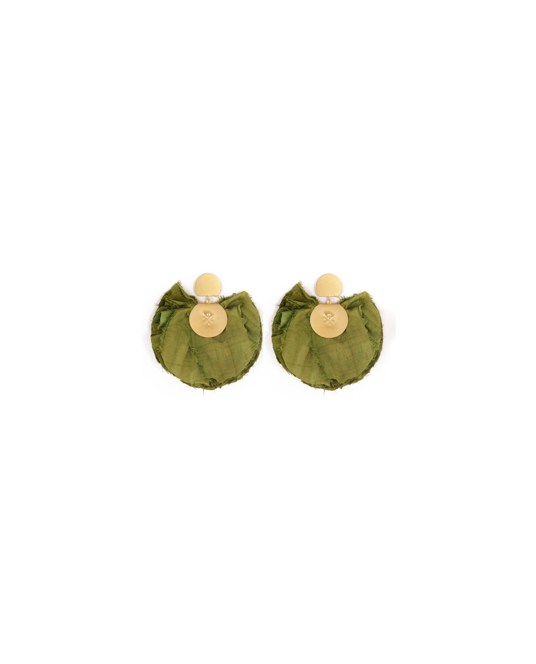 Mini silky fan earrings/ Olive Green