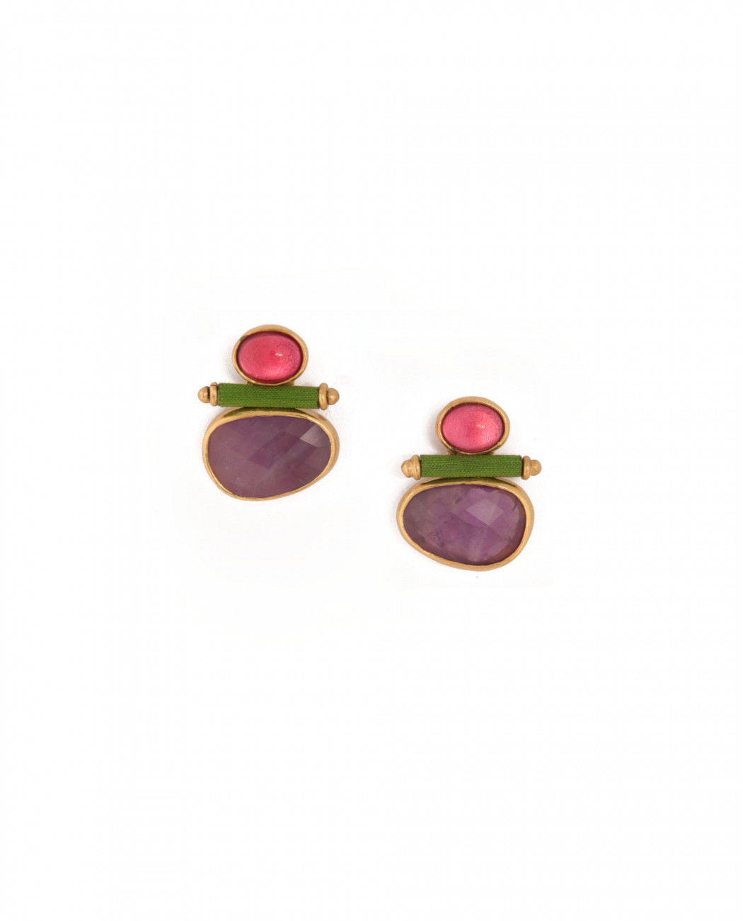 Triple Joy Studs/ Amethyst