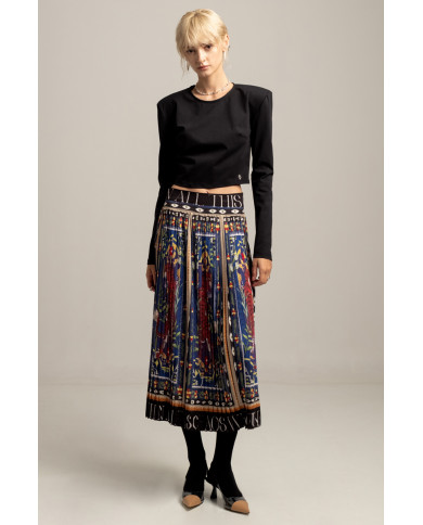 MURAL PLEATED SKIRT