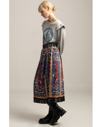 MURAL PLEATED SKIRT