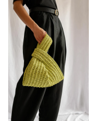Raffia Knot Bag in Lime