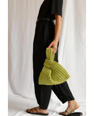 Raffia Knot Bag in Lime