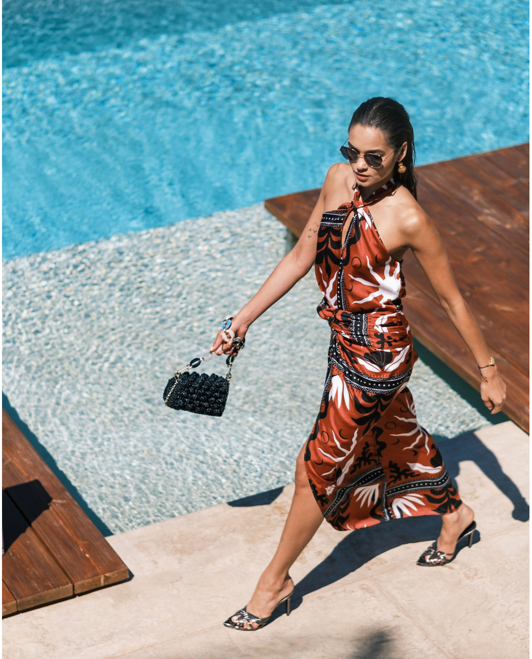 AMBER SILKY SLIT LONG DRESS AMBER SILKY SLIT LONG DRESS