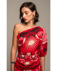 PASSIONFLOWER ONE SHOULDER MINI DRESS