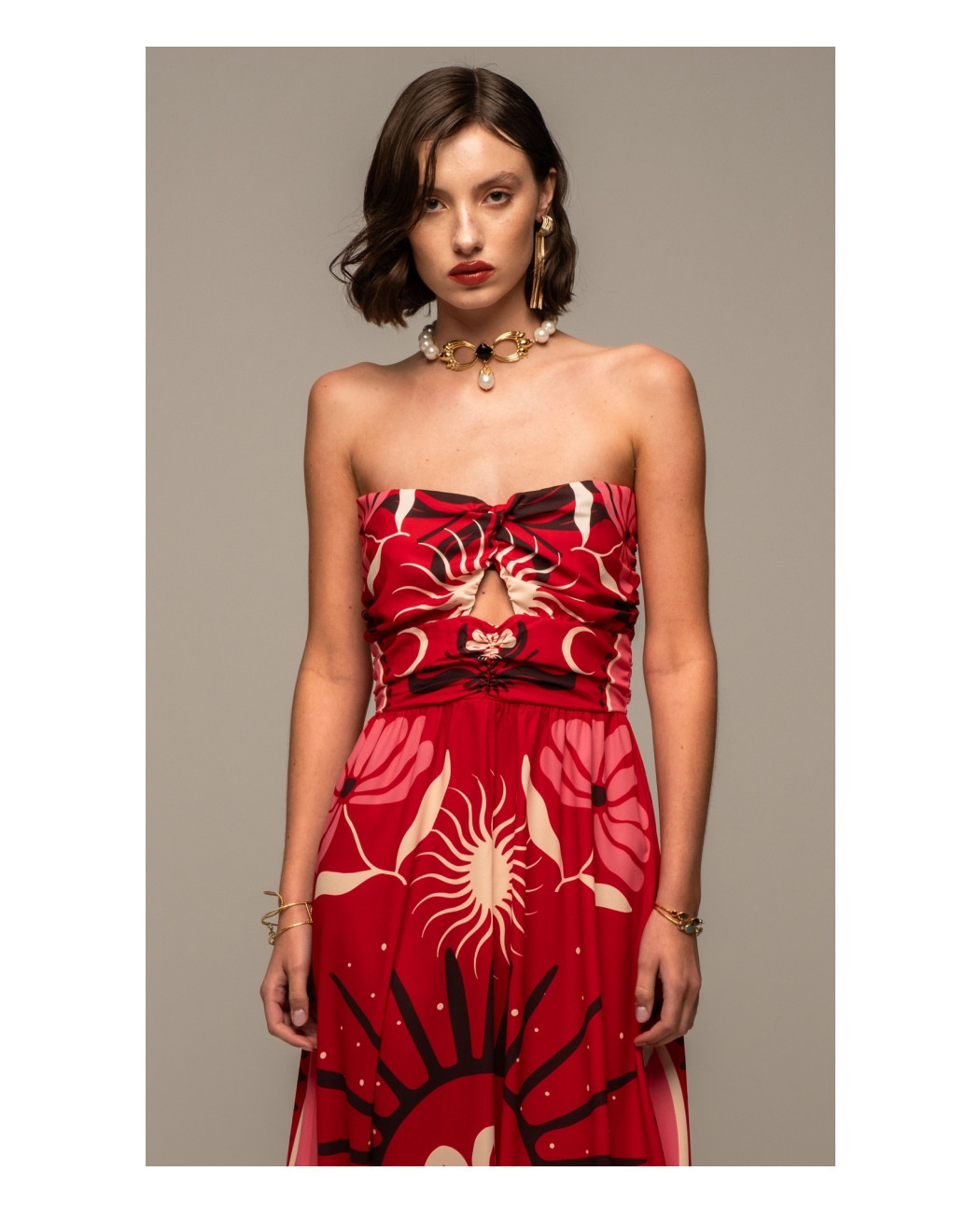 PASSIONFLOWER STRAPLESS DRESS PASSIONFLOWER STRAPLESS DRESS