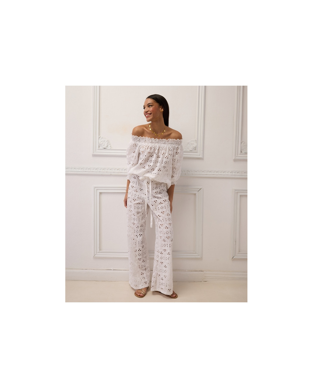 EMROIDERED TOP AND PANTS "ARGY" SET EMROIDERED TOP AND PANTS "ARGY" SET