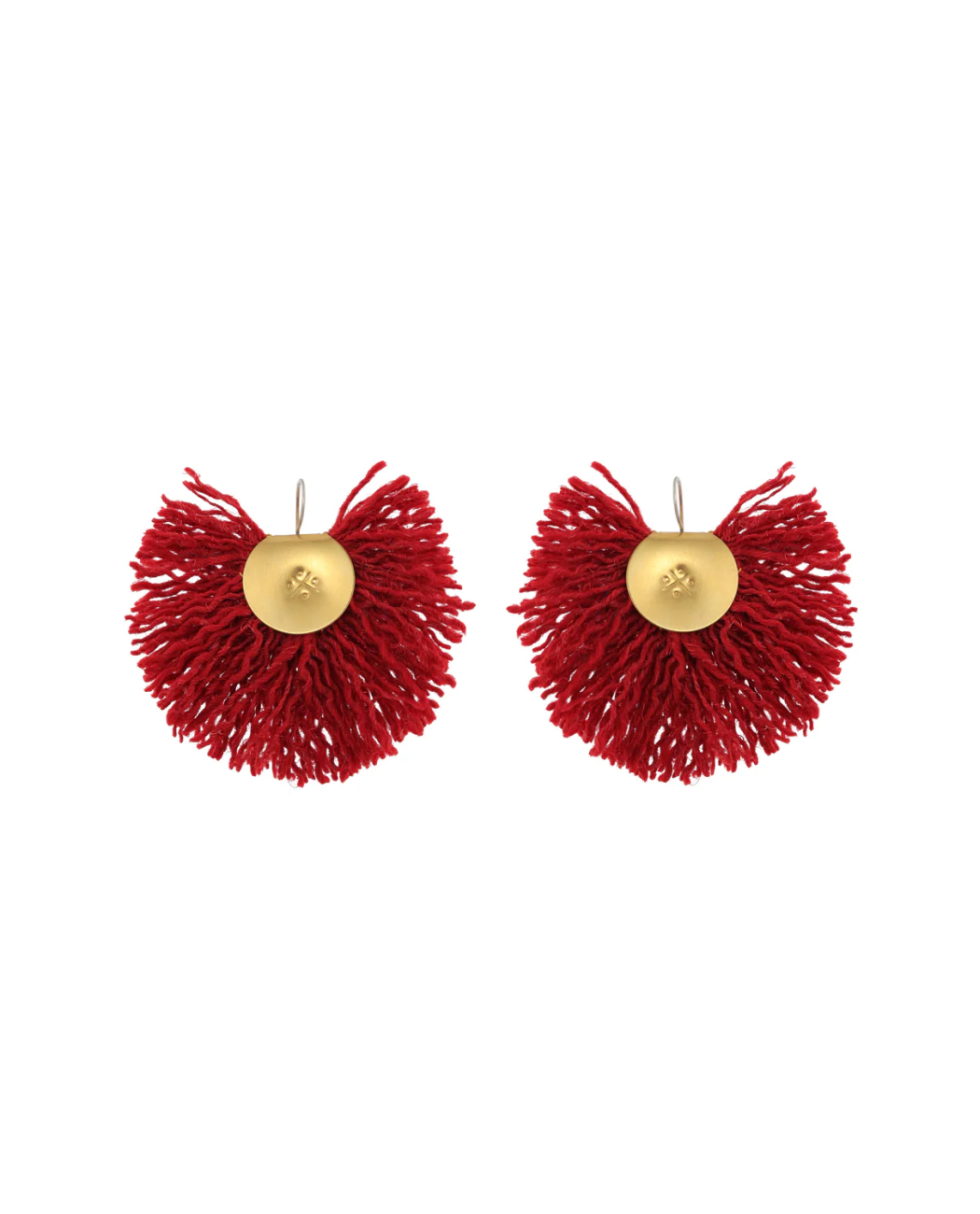 Wool Fan Earrings | Red