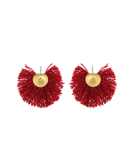 Wool Fan Earrings | Red