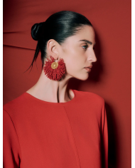 Wool Fan Earrings | Red
