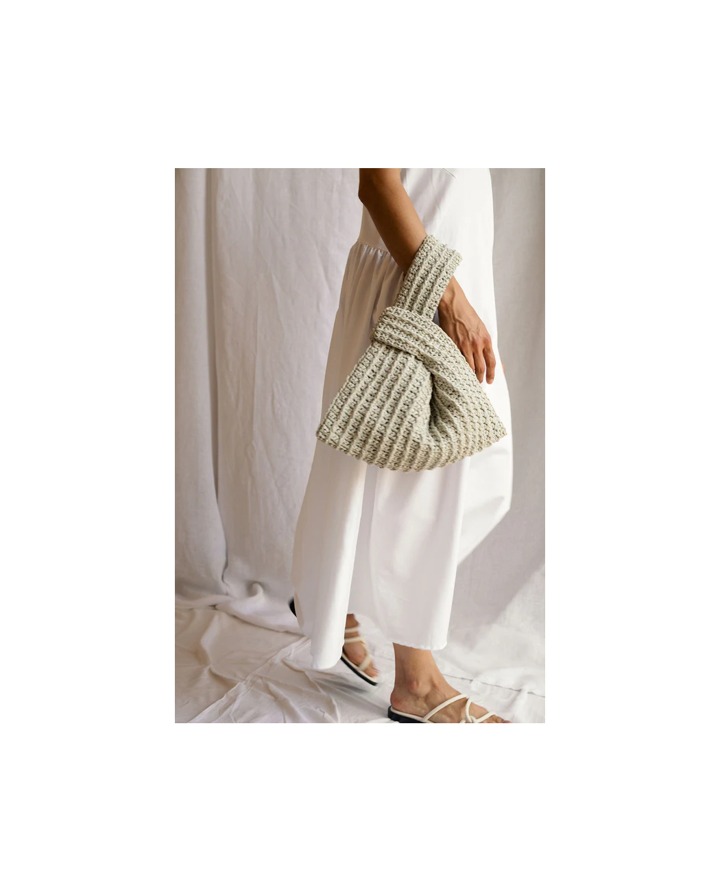 Raffia Knot Bag in Pearl