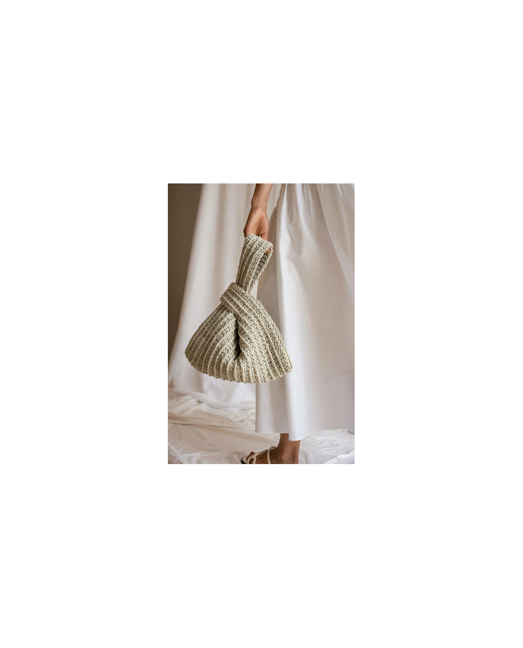 Raffia Knot Bag in Pearl
